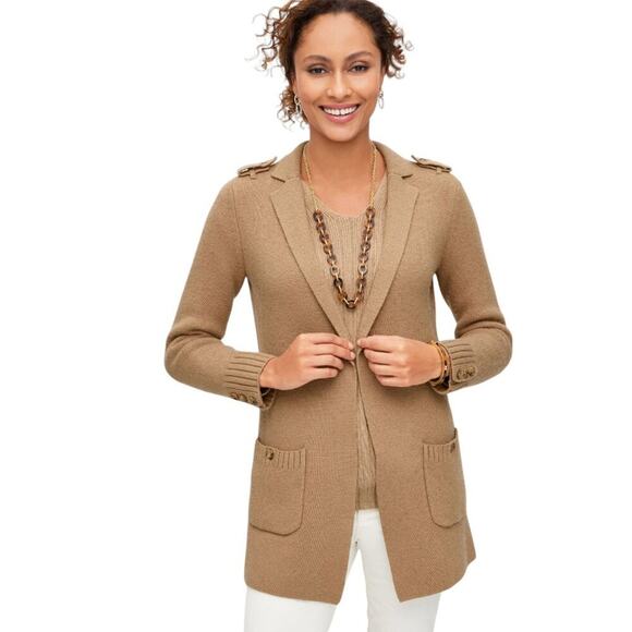 NWT TALBOTS Wool Blend Notch Collar Cardigan in English Toffee SZ L - Picture 12 of 12